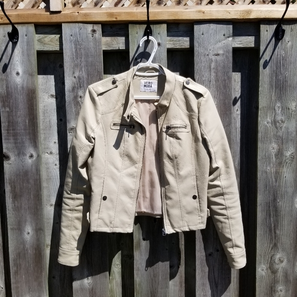 VERO MODA Cream Motorcycle Jacket - Picture 5 of 7